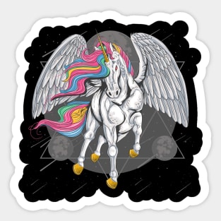 unicorn horse full colour with wings fly space moon Sticker